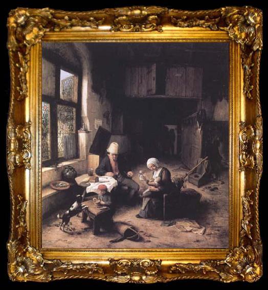 framed  Ostade, Adriaen van Interior of a Peasant